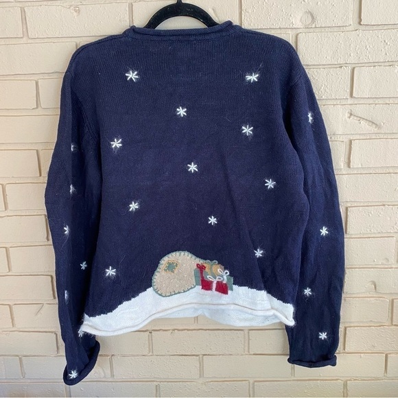 Christopher & Banks Hand Embroidered Christmas Holiday Sweater Santa Size XL - Picture 4 of 6